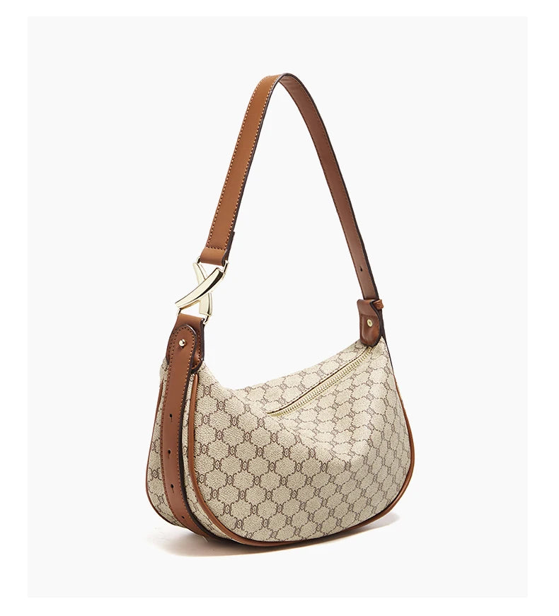 Damen Schultertasche aus PVC-Leder im Retro-Hobo-Stil mit großem Fassungsvermögen