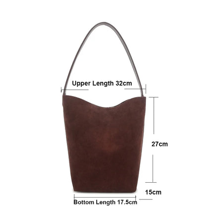 Damen Wildleder Bucket-Bag | Tote In Mittlerer Größe Kaffee