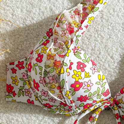 Bauchfreies Bikini-Set mit Push-up-Effekt und hohem Bund – ideal für Strand und Pool