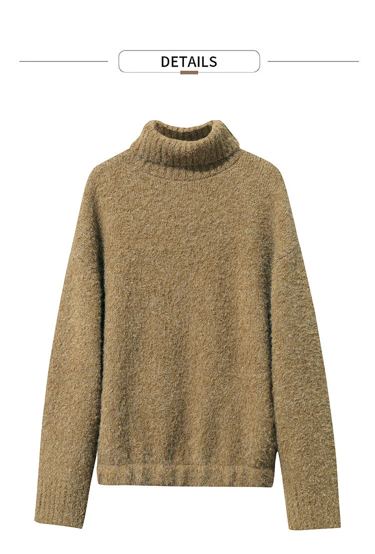 Damen-Rollkragenpullover locker Raglan Streetwear Winter