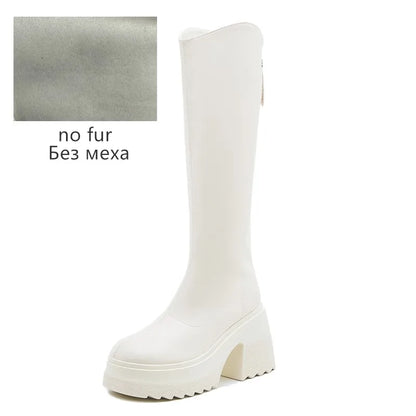 AIYUQI High Heel Boots Women Autumn 2025 New Genuine Leather Platform Boots Women Skinny Leg 10cm Heel High Female Rider Boots