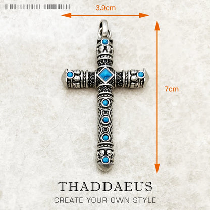 Damen-Charm-Anhänger Kreuz und Krone majestätisch II aus Sterlingsilber