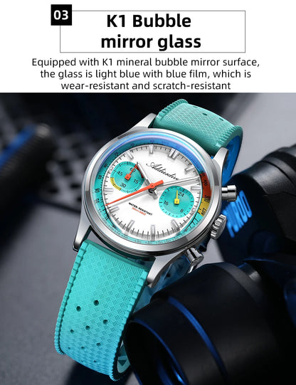 Herren-Chronograph mit VK64-Quarzwerk und Fluorkautschuk-Armband