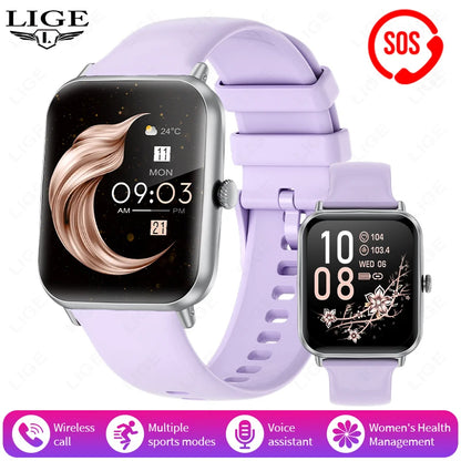 LIGE Neue Herrenuhr 1,83-Zoll SOS Sport Fitness Tracker Herzfrequenz Blutsauerstoff Frauen Smart Watch Wasserdicht für Android IOS