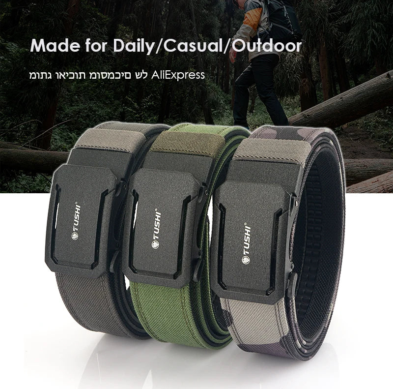 Unisex-Taktischer Gürtel aus Nylon mit Automatischer Schnalle für Outdoor-Einsatz Alltagstauglich
