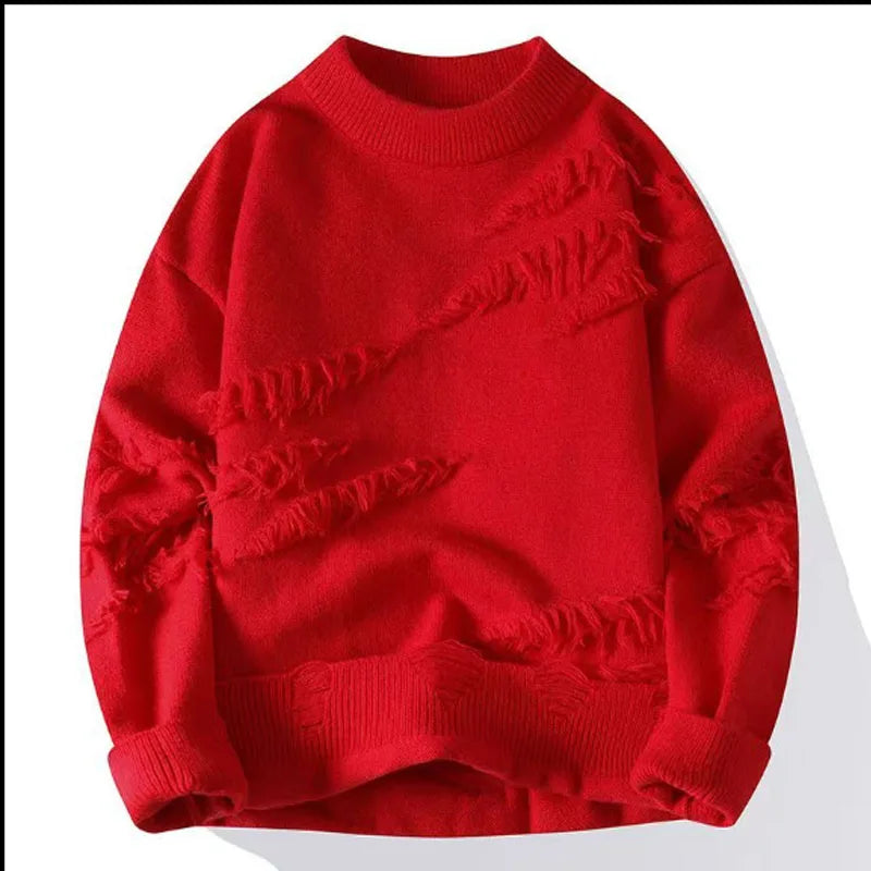Herren-Sweatshirt mit Rundhalsausschnitt und Kontrast-Patchwork – Lässiges Langarmshirt in Übergröße