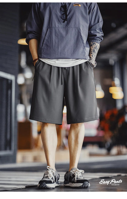 Herren Shorts aus Anti-Falten-Tuch mit elastischer Taille und lockerer Passform