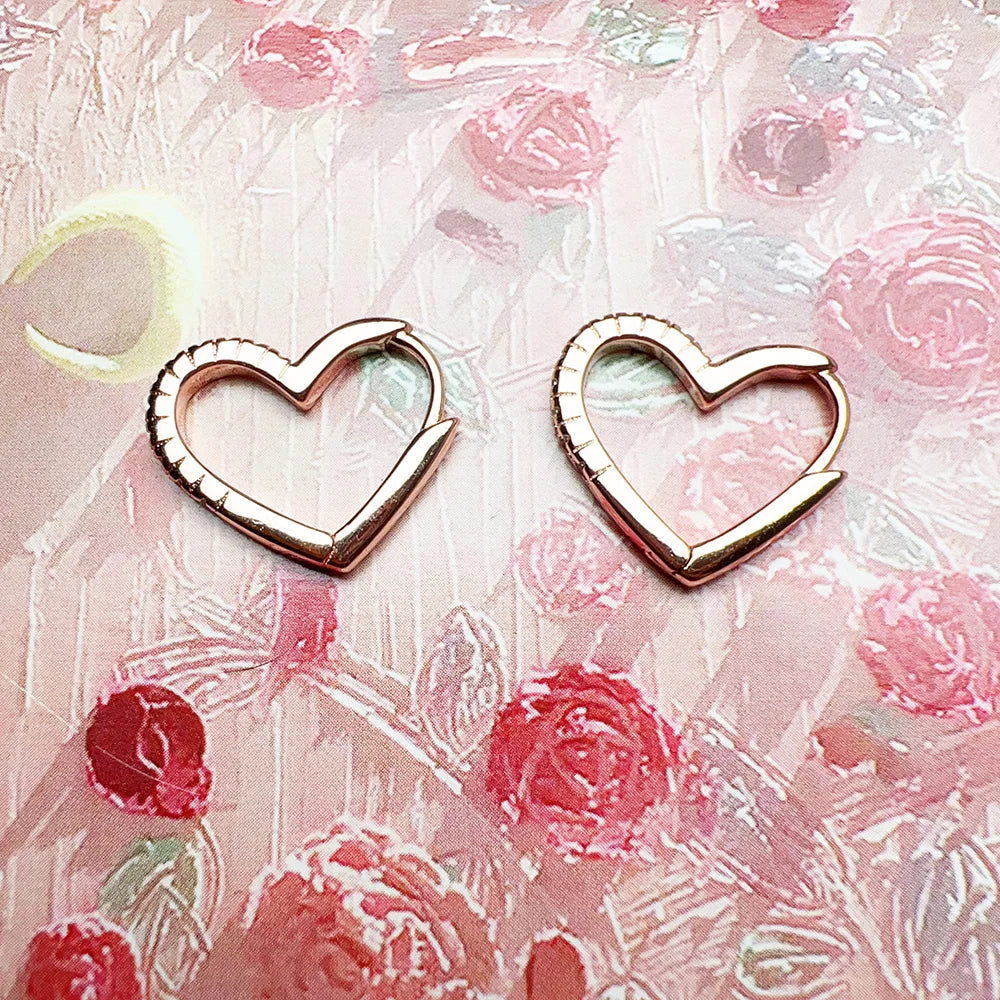Damen-Creolen Herz Roségold romantisch Winter aus Sterlingsilber