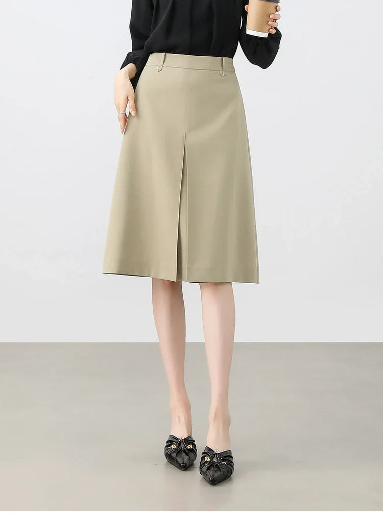 Frauen A-Linie Rock in Schwarz mit elastischer Taille für Büro-Outfits