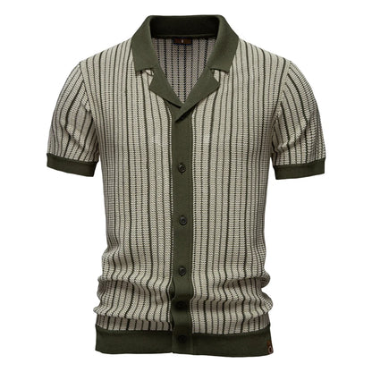 Gestreiftes Herren Meshpoloshirt Atmungsaktiv Bequemer Cooler Sommerlook
