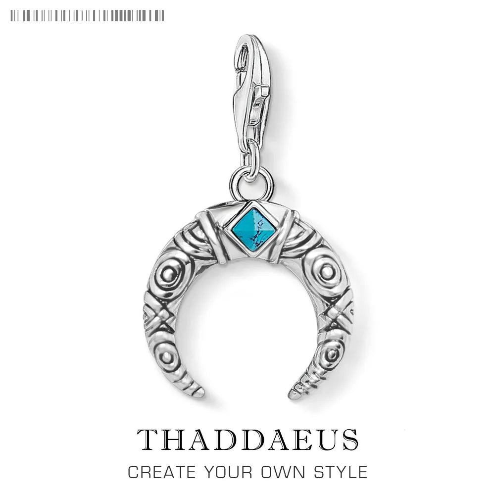 Damen-Charm blauer Zahn Vintage aus Sterlingsilber