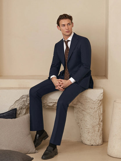 Luxuriöses Herrenanzug-Set aus 100% Wolle in Schwarz – Slim-Fit Blazer und Hose für Business, Alltag und Hochzeit