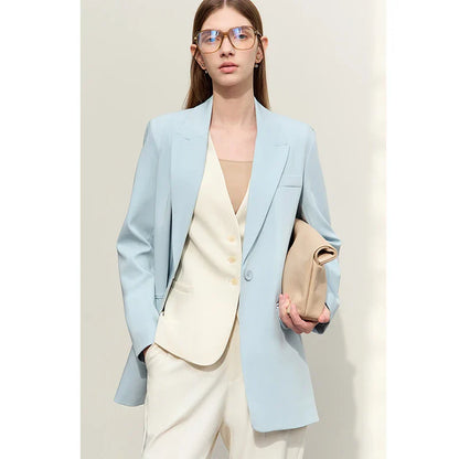 Lässiger Damen-Blazer mit hoher Taille und lockerer Passform – ideal für den Sommer und den Alltag