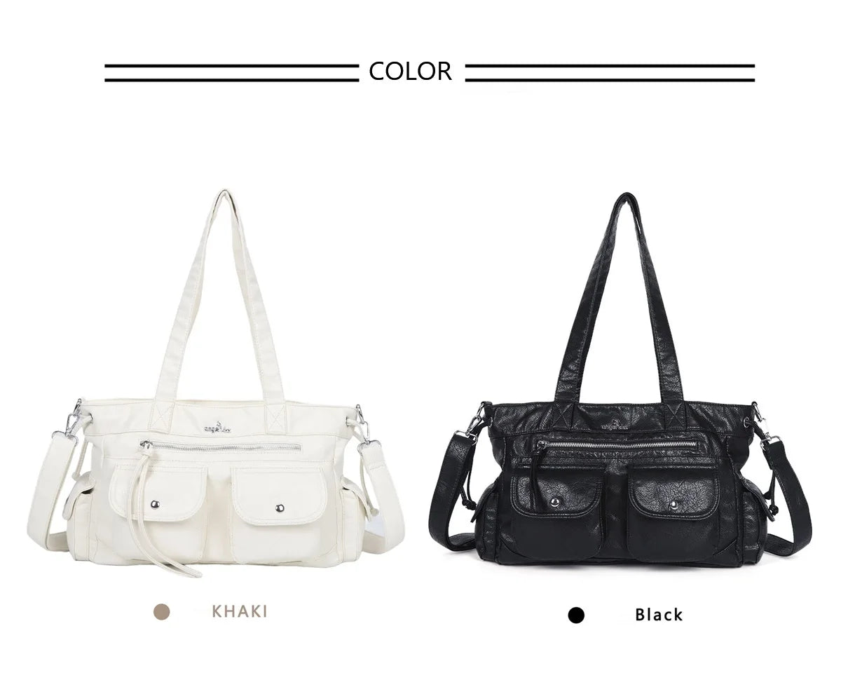 Damen-Schultertasche Mit Mehrfachtaschen Und Handyfach Im Vintage-Stil Alltagsbegleiter