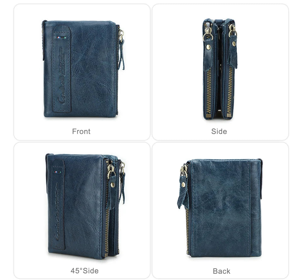 Herren Echtleder Geldbörse Reißverschluss Kartenhalter Luxus Designer Geldclip
