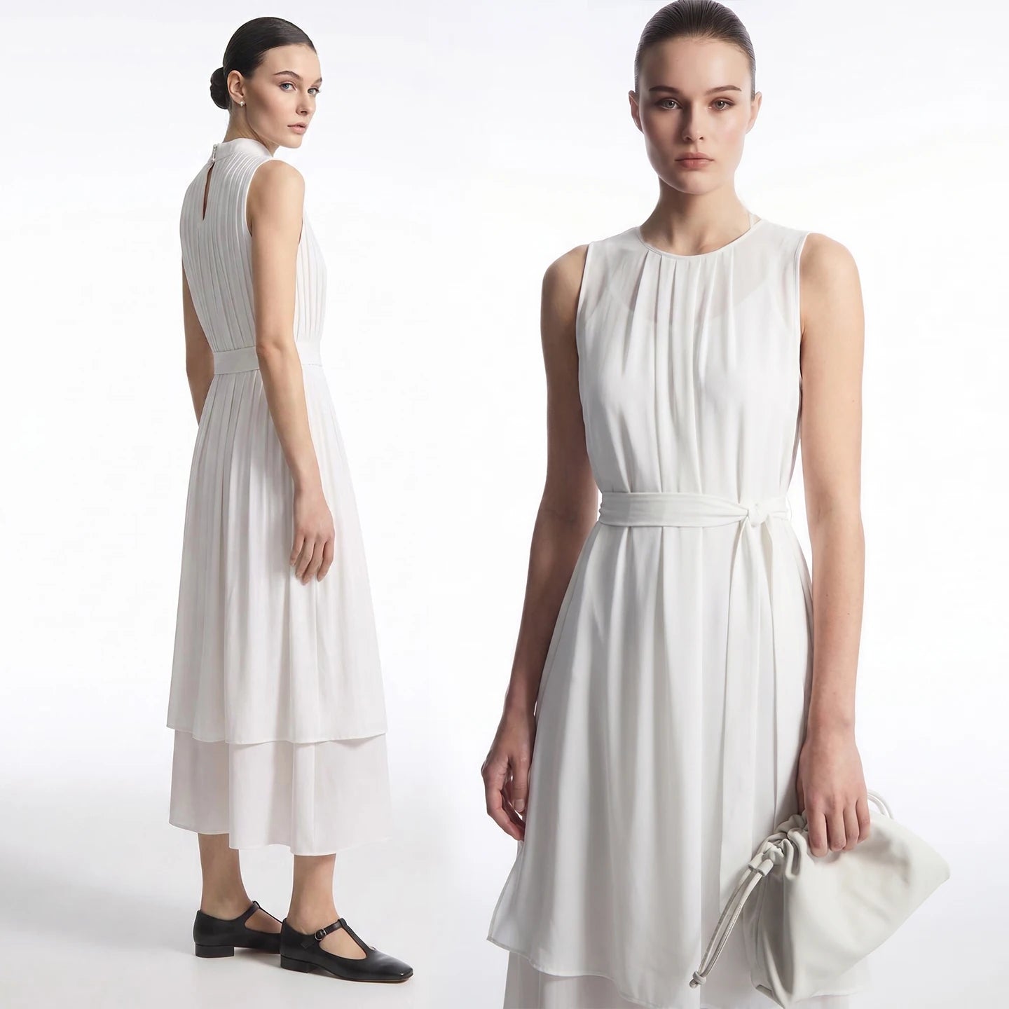 Leichtes Chiffon Damenkleid Sommer Zweiteilig Elegant Zum Reisen