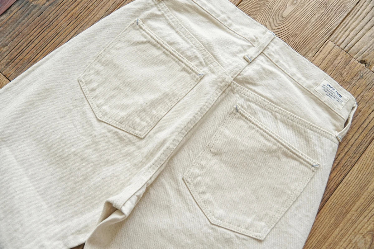 Herren Jeans aus Selvedge Denim mit hohem Bund und regulärer Passform