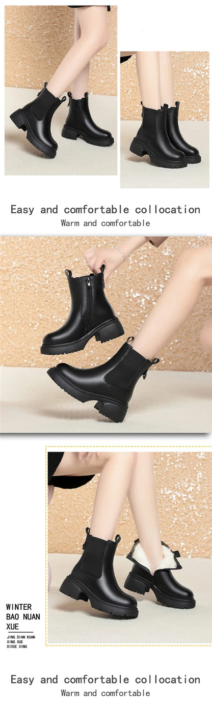 Damen-Chelsea-Boots in Schwarz, kurzschaftig mit Profilsohle und elastischen Einsätzen