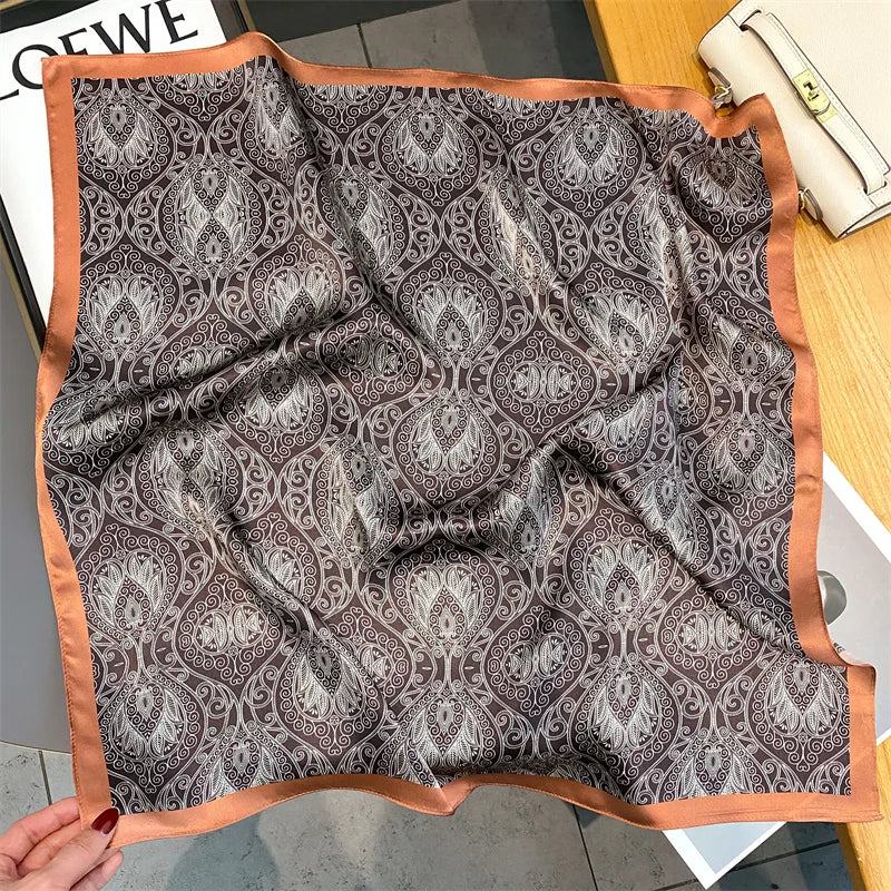 Damen Seidenschal quadratisch Halstuch Bandana Hijab Pashmina Stirnband D