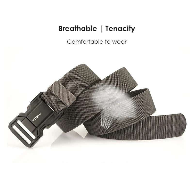 Herren-Gürtel Elastischer Gürtel Mit Metall-Schnellverschluss Für Outdoor Und Alltag Verstellbar Blau