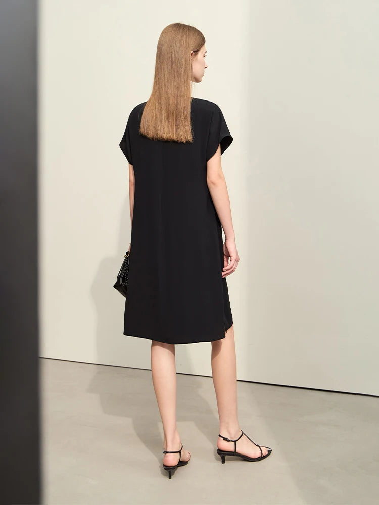 Elegantes Plissee-Kleid Für Damen Kurzarm Aus Chiffon