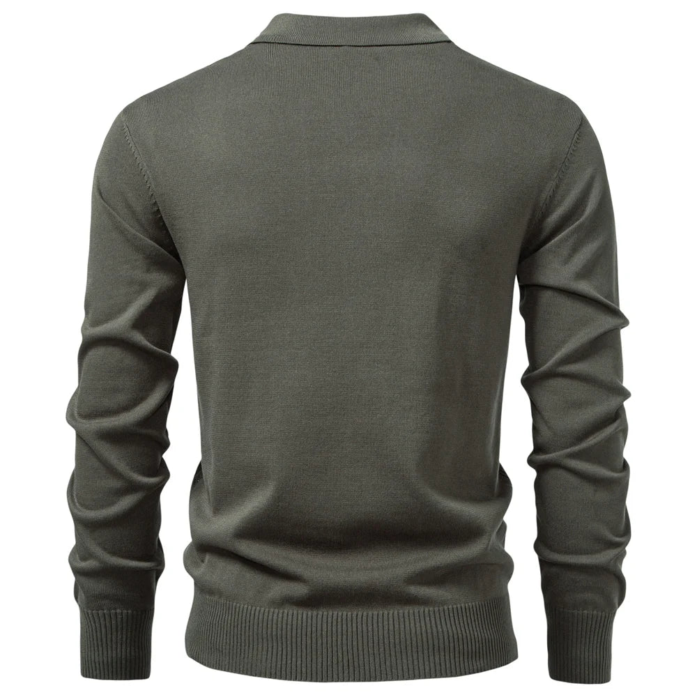 Premium Herren Polo Sweatshirt Langarm Slim Fit Reißverschluss Business Style