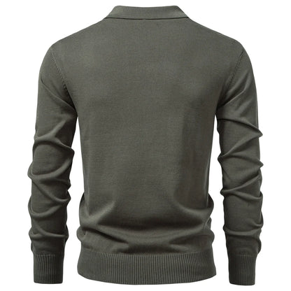 Premium Herren Polo Sweatshirt Langarm Slim Fit Reißverschluss Business Style