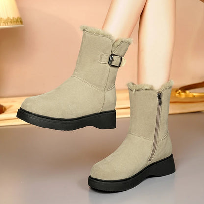 AIYUQI Snow Boots Female Genuine Leather 2025 New Wedge Anti-slip Women's Winter Shoes Boots Natural Wool Women Ankle Boots