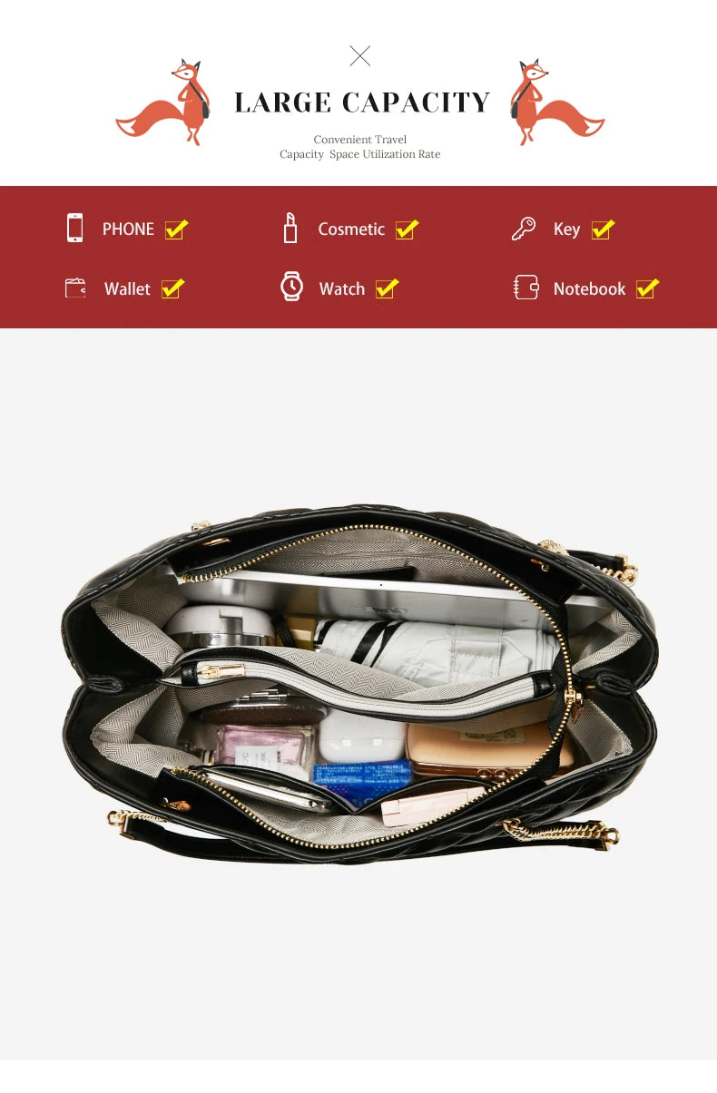 Damen Schultertasche aus PU-Leder Großes Fassungsvermögen Luxus Design