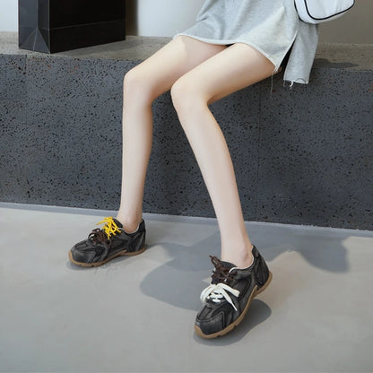 AIYUQI frauen Turnschuhe 2025, Neue Nicht-slip Deutsch Training Schuhe Für Frauen Flache Große-größe Echtes Leder Laufschuhe weibliche Schuhe