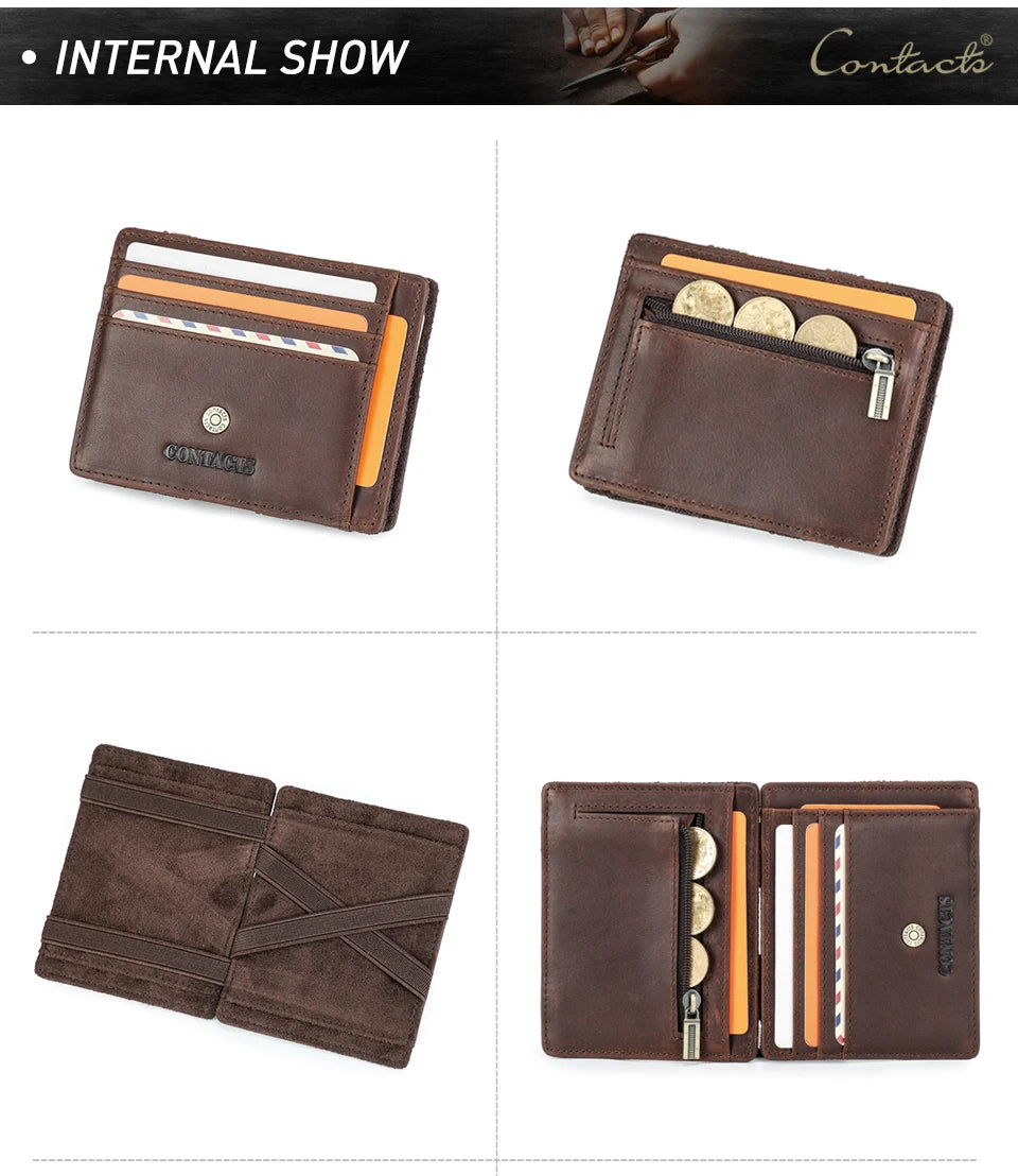 Herren Echtleder Geldbörse Slim RFID Kartenhalter Geldclip ultra dünn Mini Geschenk
