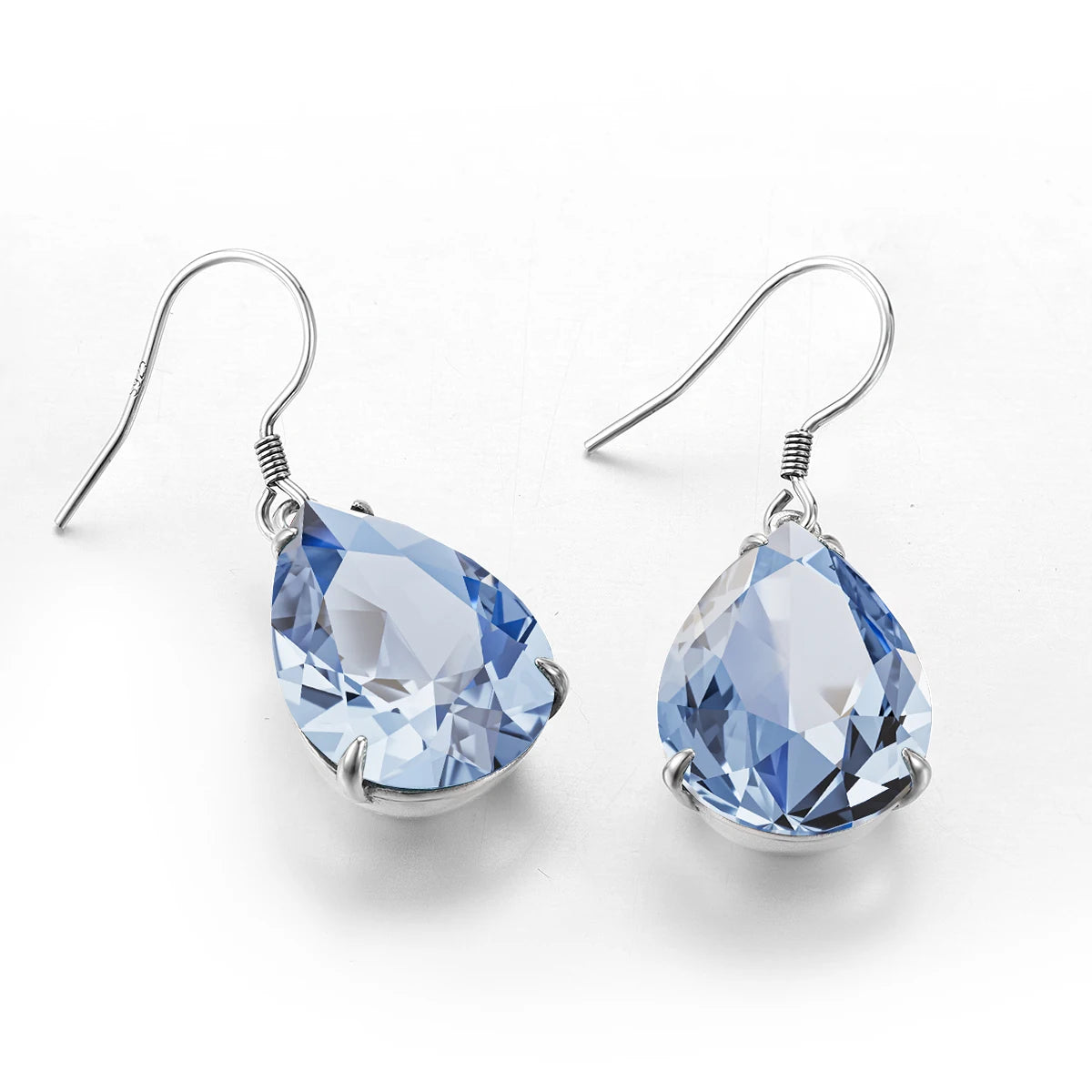 Damen-Ohrringe Tropfenform Aquamarin Blau Silber 925 Hochwertiger Luxus Schmuck Für Sie Geschenkidee
