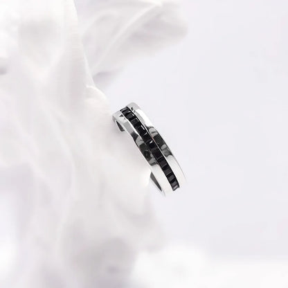 Damen-Ring Bandring schwarze Steine Vintage II aus Sterlingsilber