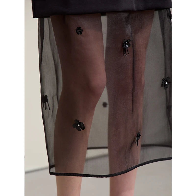 Stylisches Damenkleid Mit Rundhals Und Abnehmbarem Organza