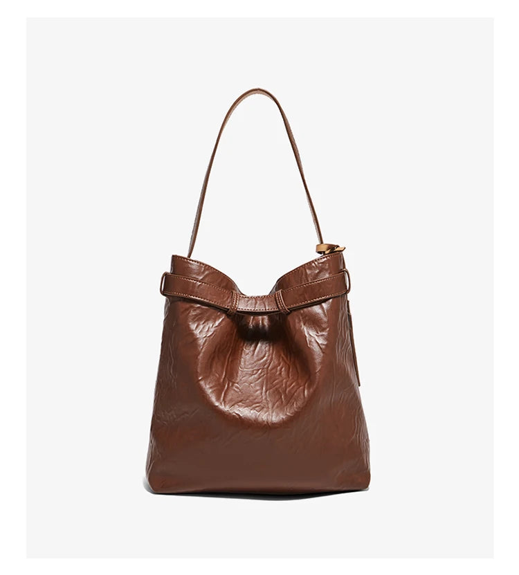 Damen Schultertasche Vintage Split-Leder mit großer Kapazität