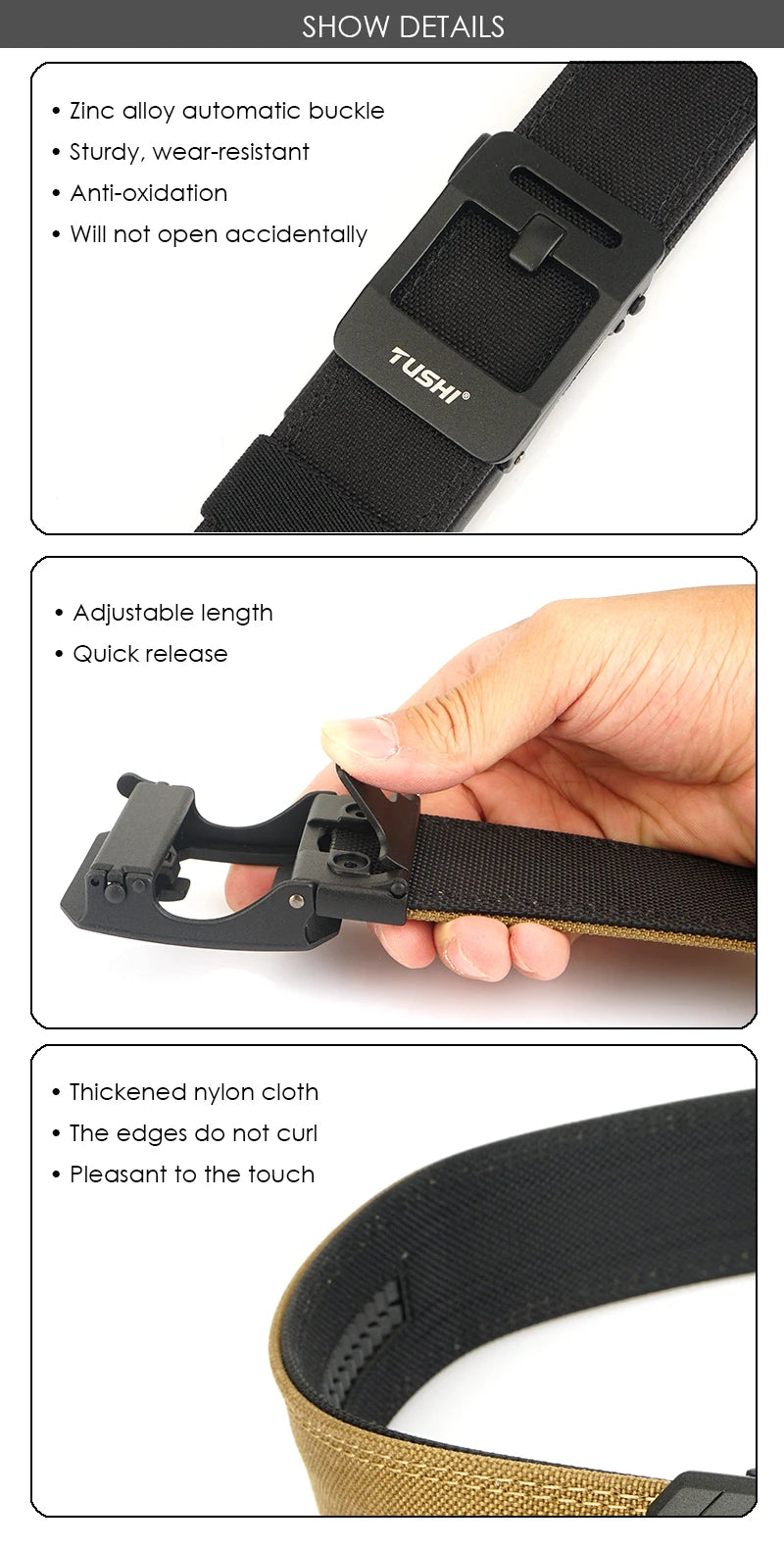 VATLY EDC Rigid Gürtel Herren Nylon Tactical Gun Belt Automatik-Schnalle