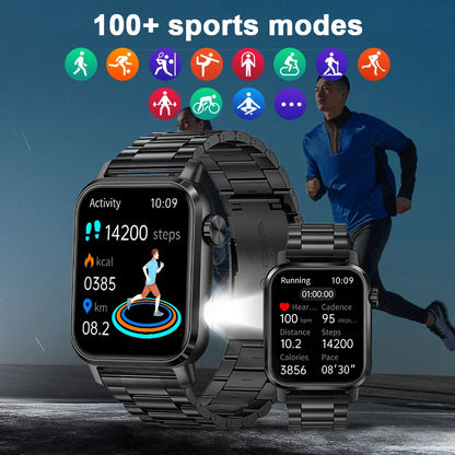 LIGE Sport Smart Uhr Männer 1,85 "LED Taschenlampe IP68 Wasserdichte Bluetooth Anruf Smartwatch Herzfrequenz Blut Sauerstoff Frauen Uhren