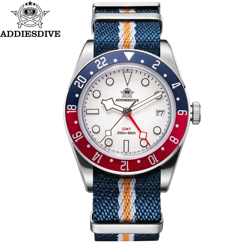 GMT Herren-Taucheruhr Quarz 200m wasserdicht Bubble-Glas BGW9 Leuchtzeiger AD2044