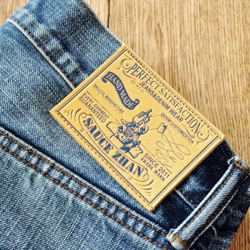 Herren Jeans im Used-Look mit Schnurrbart-Effekt aus Selvedge-Denim