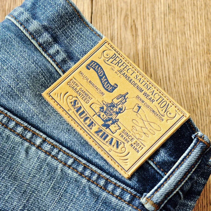Herren Jeans im Used-Look mit Schnurrbart-Effekt aus Selvedge-Denim
