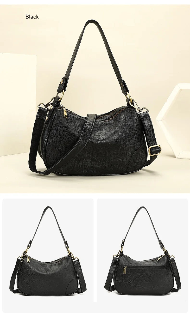 Damen-Schultertasche aus echtem Leder mit großem Fassungsvermögen und viel Stauraum