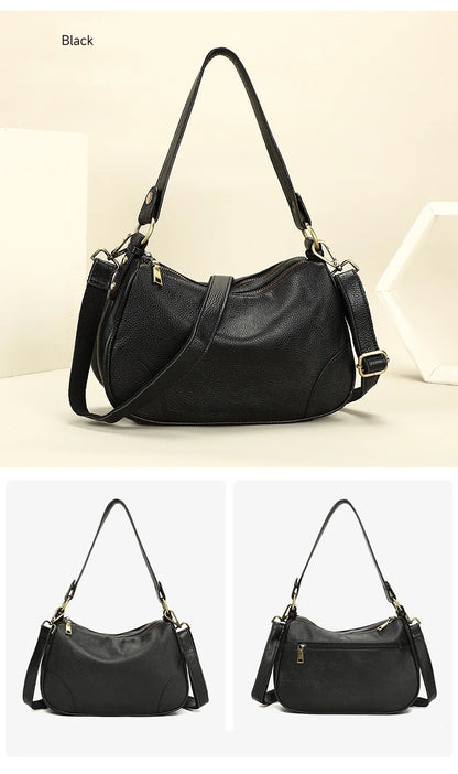 Damen-Schultertasche aus echtem Leder mit großem Fassungsvermögen und viel Stauraum