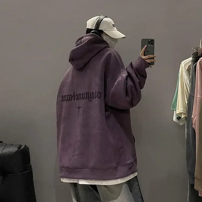 Lässiger Herren-Hoodie mit Rundhalsausschnitt und Vintage-Cartoon-Print – ideal für Herbst und Winter