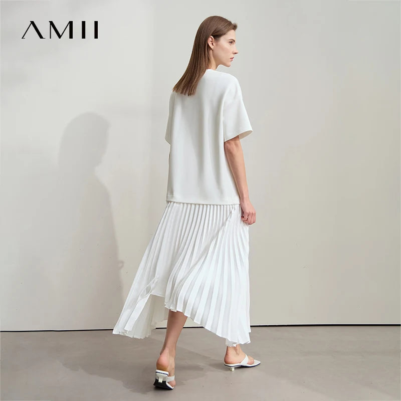Elegantes Plissiertes Damenkleid Kurzarm Schick Für Berufstätige