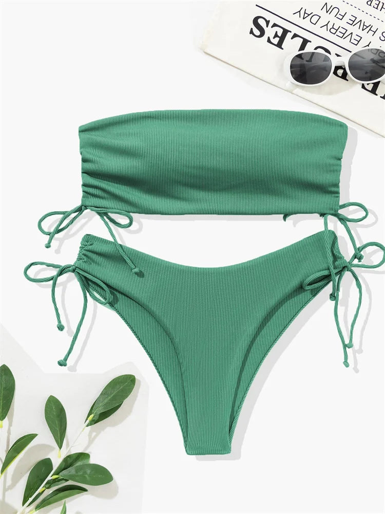 Gestreifter Sexy Bikini für Damen – Zweiteiliges Badeanzug-Set für Strand und Pool