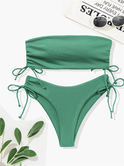 Gestreifter Sexy Bikini für Damen – Zweiteiliges Badeanzug-Set für Strand und Pool