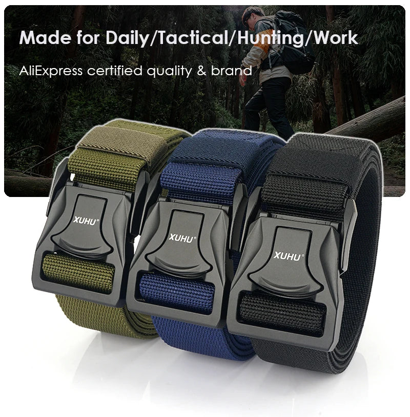 VATLY Elastik-Gürtel Herren 3,8 cm Zink-Schnellverschluss Tactical Outdoor