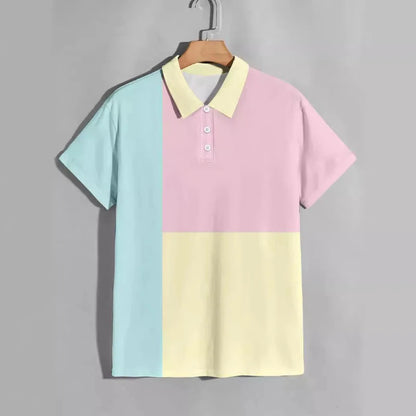Sommerliches Polohemd mit Farbblock-Design und atmungsaktivem, bequemem Kurzarm – ideal für legere Anlässe