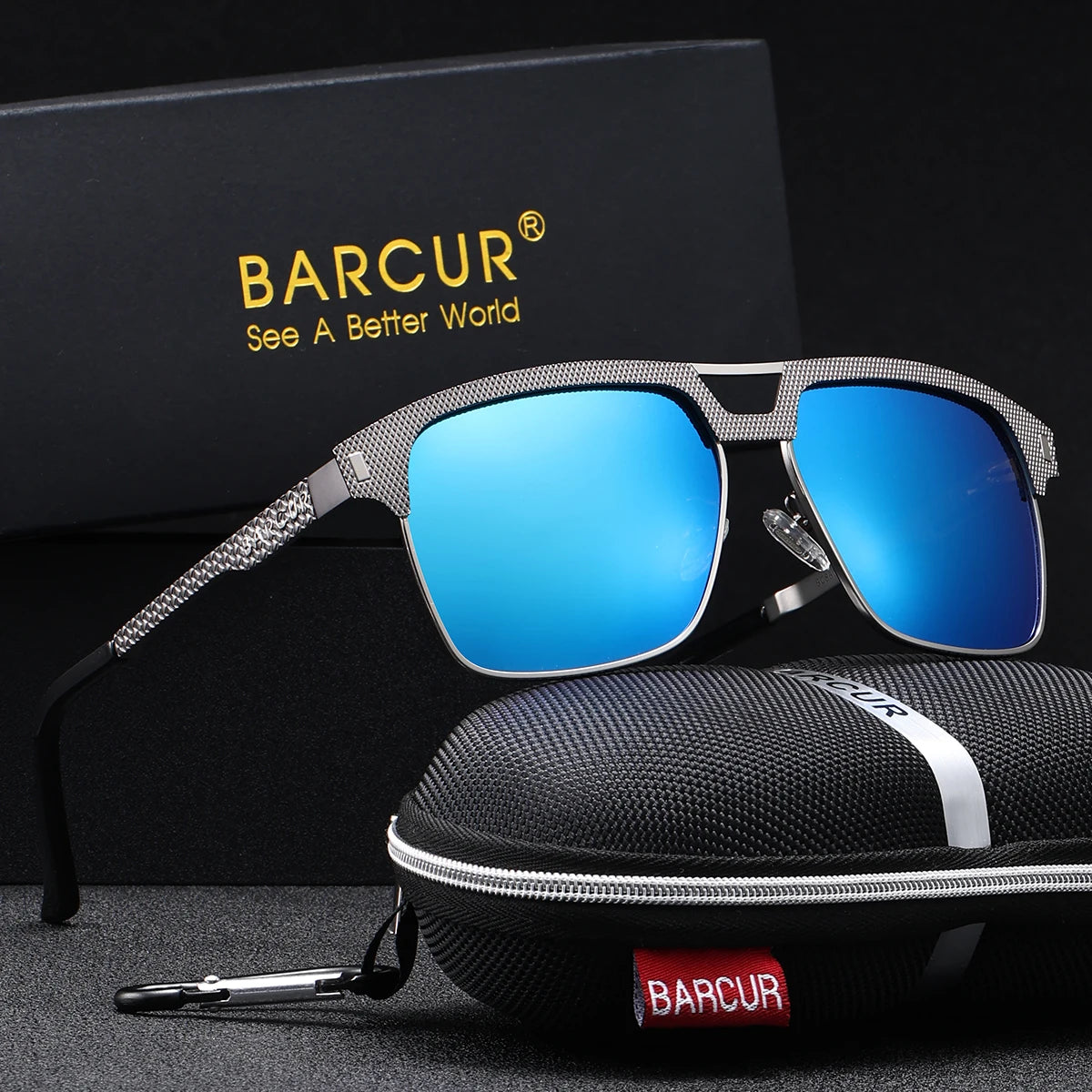 Sonnenbrille quadratisch großer Rahmen Edelstahl polarisiert Unisex