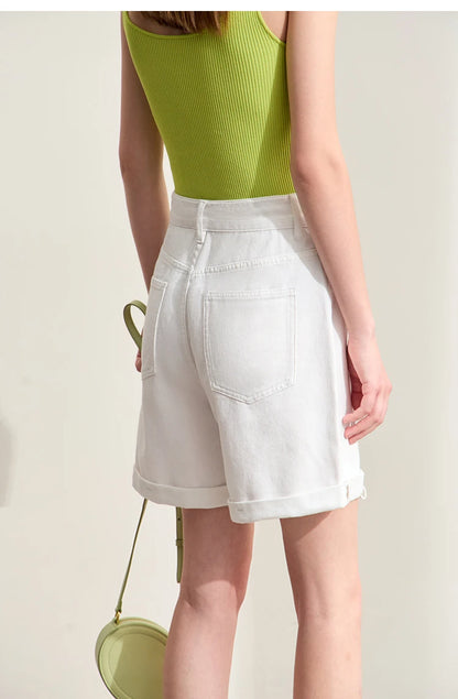 Minimalismus Baumwoll Jeans – Vintage Retro Fashion Shorts für Frauen